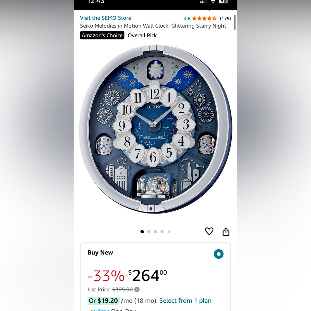 Beautiful Swarovski Crystal Musical Clock